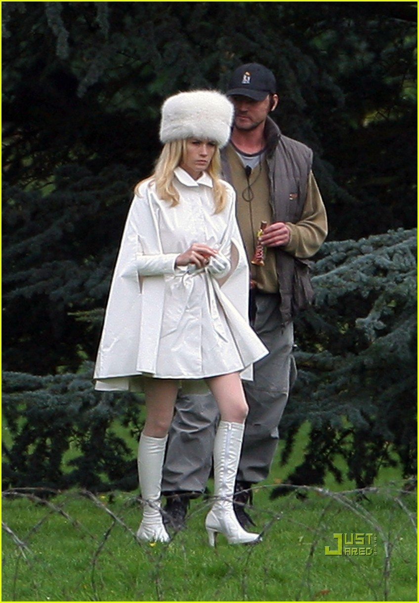  January Jones On 'X-Men: First Class' Set