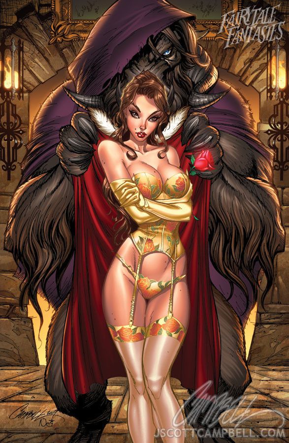 la bella y la bestia. princesas disney j. scott campbell