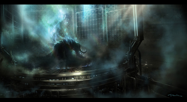 Loky en la celda de cristal del Helitransporte