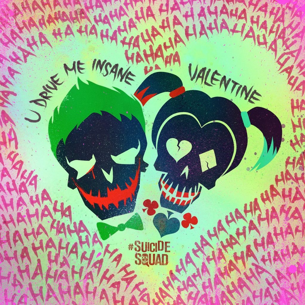 poster escuadron suicida - joker y harley quinn - san valentin