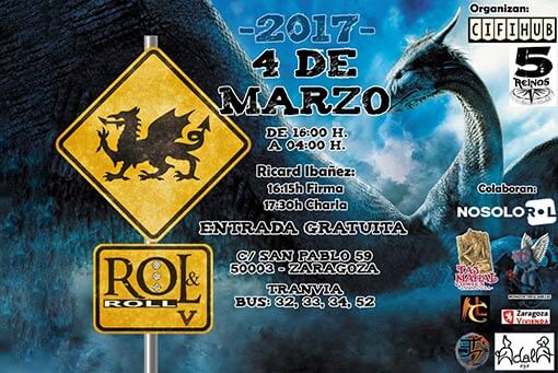 cartel rol & roll v jornada de juegos de rol en zaragoza