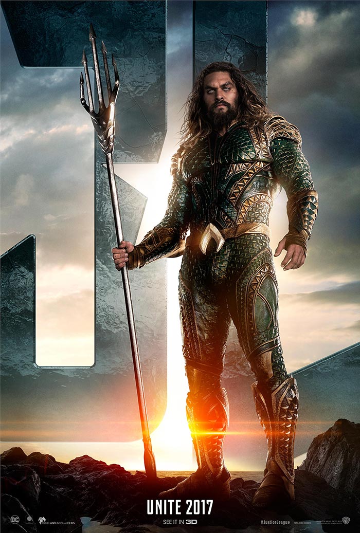 'liga de la justicia': espectacular póster protagonizado por aquaman