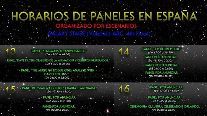 horarios de la "star wars celebration"