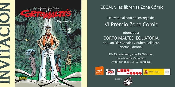 Corto Maltés. Equatoria, de Juan Díaz Canales y Rubén Pellejero, Premio Zona Cómic al mejor cómic nacional de 2017