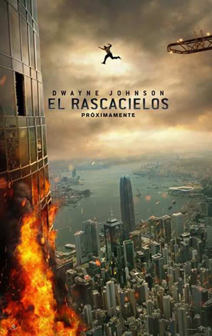 póster de el rascacielos (skyscraper) con dwayne johnson (the rock)