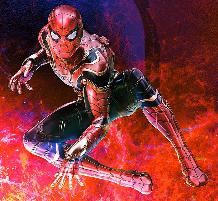 el traje iron spider de spider-man en vengadores: infinity war (2018)