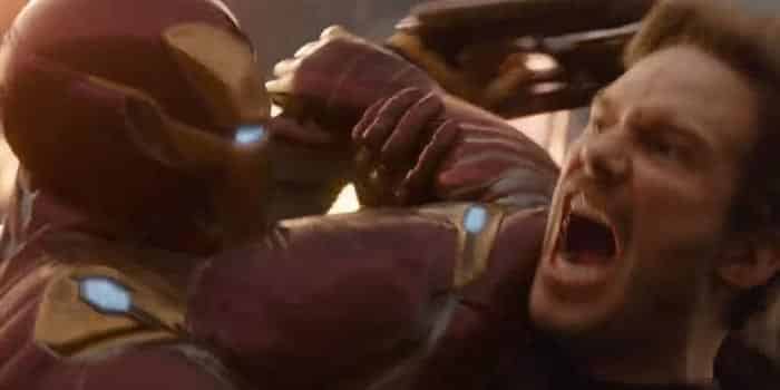la pelea entre iron man y star-lord en vengadores: infinity war (2018)