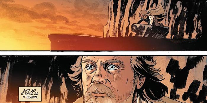 el final del cómic de star wars: los últimos jedi con luke skywalker