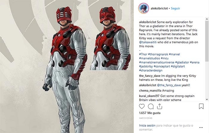 el traje de gladiador de marvel studios distinto en thor: ragnarok (2017)
