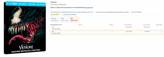 venom limitada, steelbook