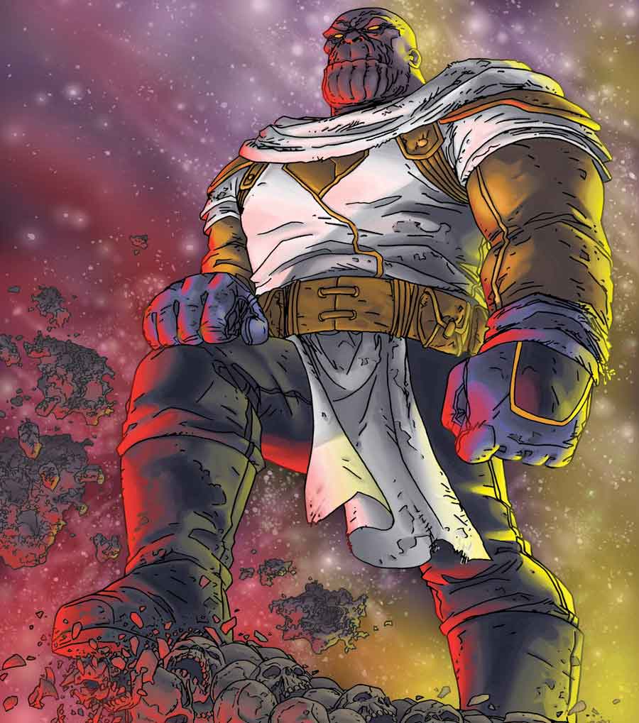 espectacular fan art de thanos en vengadores: endgame con el traje de aniquilación