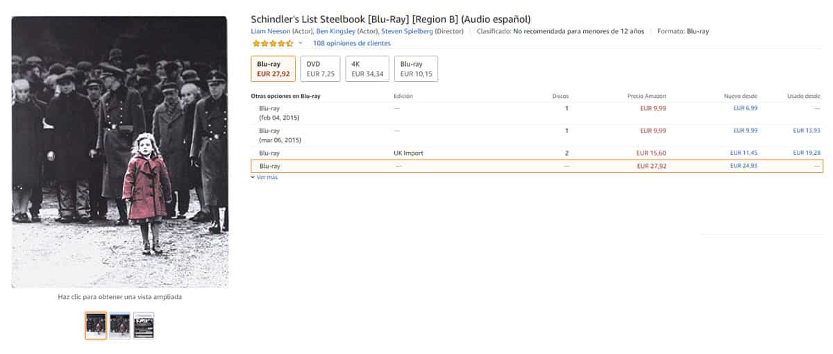 la lista de schindler steelbook