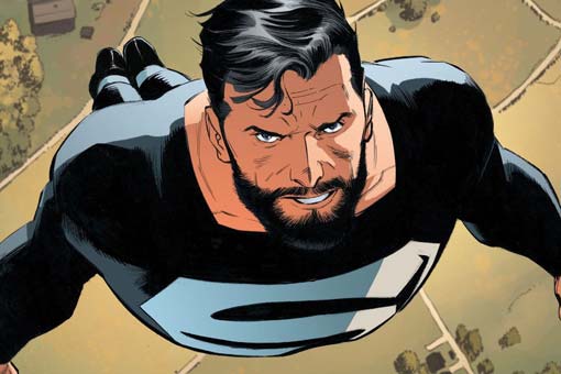 Liga de la justicia: Henry Cavill como Superman con el traje negro superman black suite