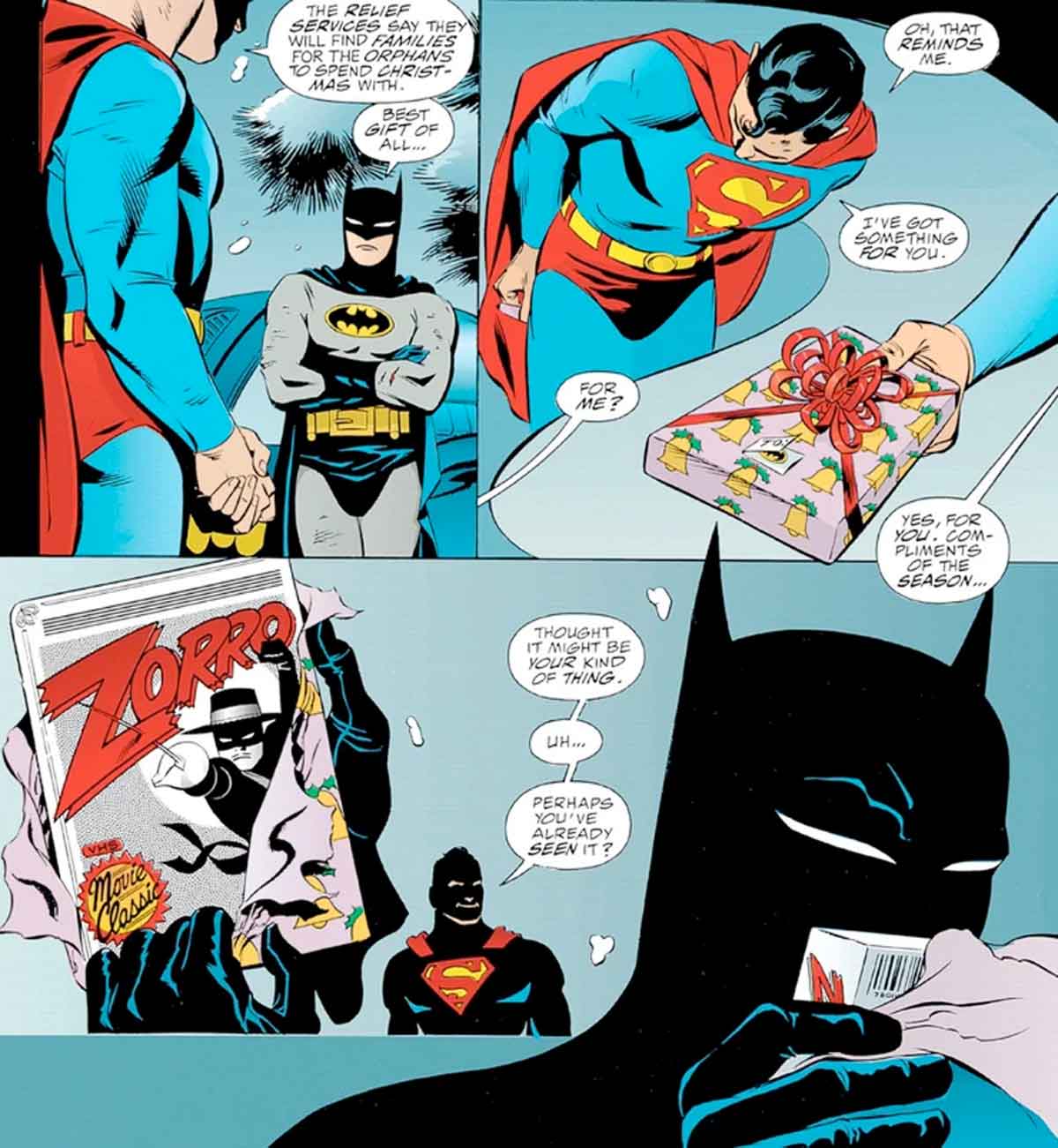 superman le da a batman el peor regalo de navidad de la historia