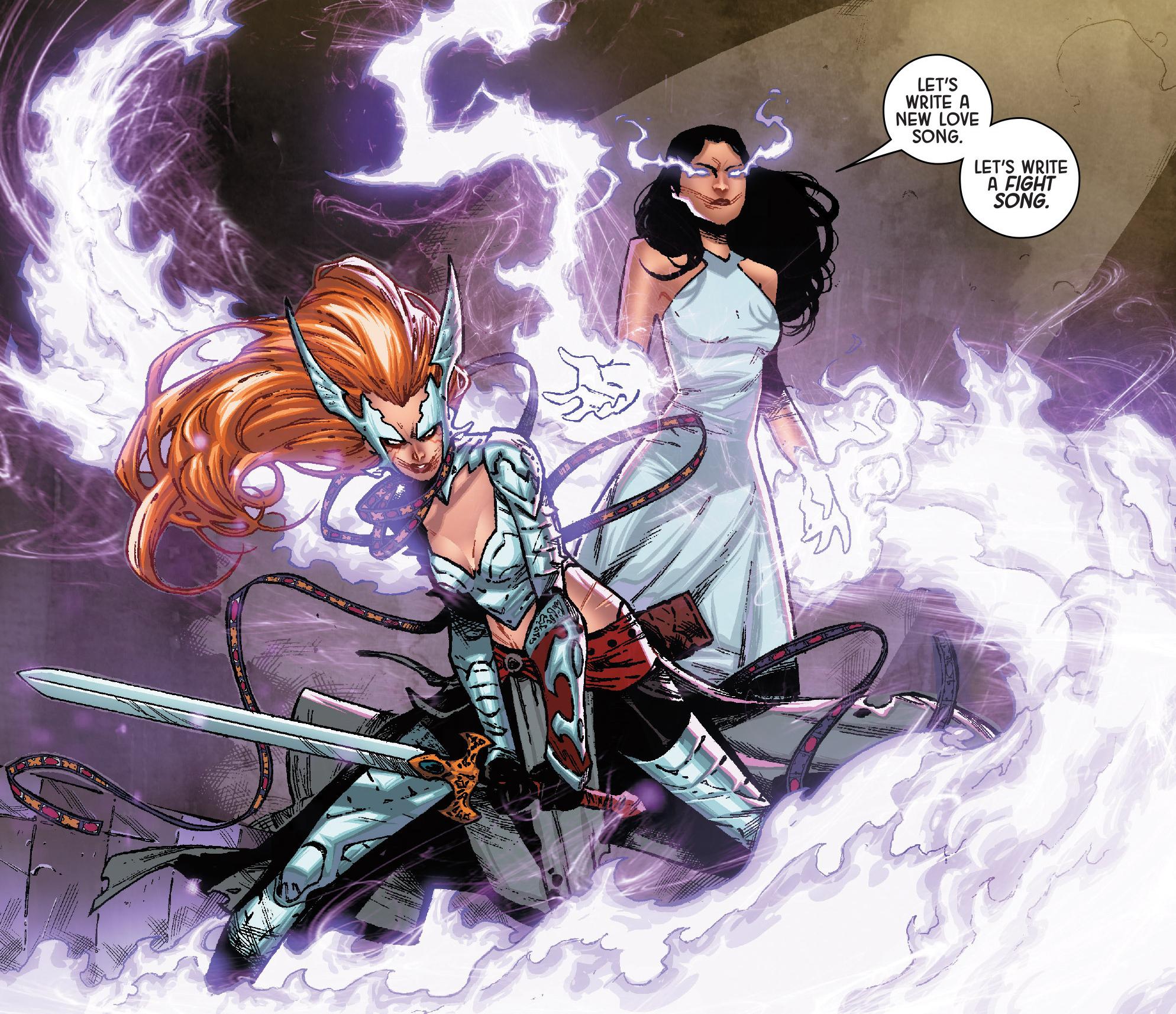 aldrif odinsdottir earth-616 and sera earth-616 from angela queen of hel