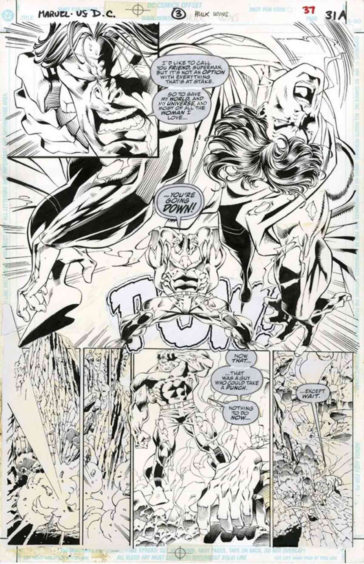 hulk aplasta a superman en un cómic que nunca se publicó