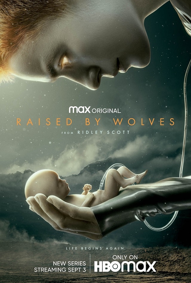 Primer tráiler de Raised by Wolves serie de ciencia ficción dirigida por Ridley Scott poster de raised bi wolves