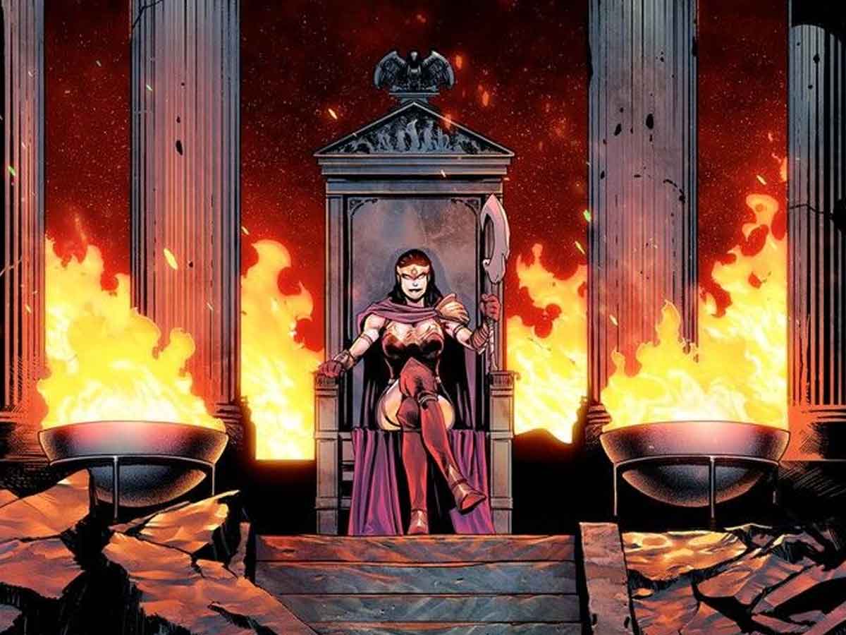 una wonder woman malvada gobierna el universo de dc comics