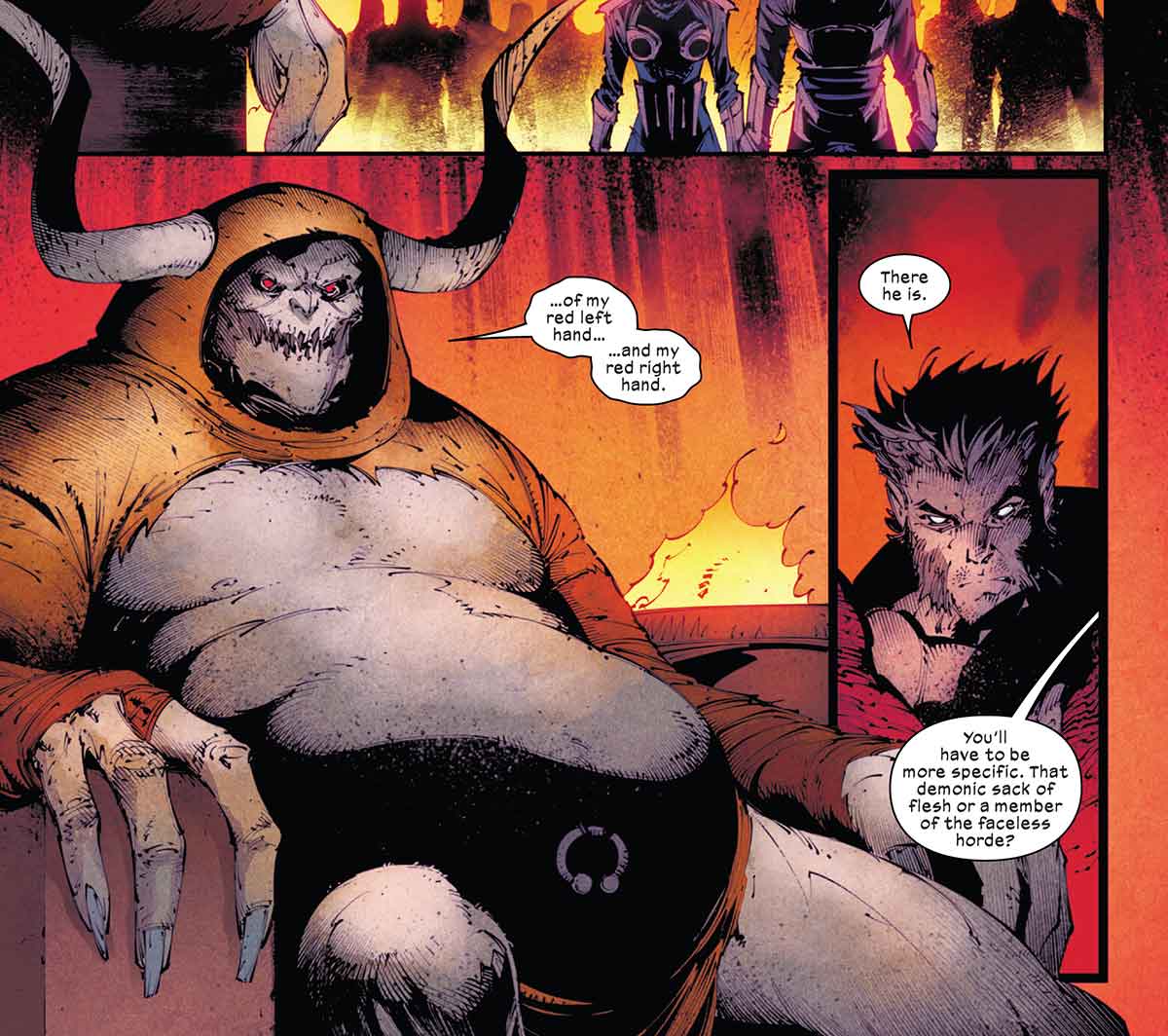 Cuando Wolverine se dirige al infierno en busca de la espada de Muramasa se encuentra que un viejo enemigo de Daredevil bloquea su camino. cuando wolverine se dirige al infierno en busca de la espada de muramasa se encuentra que un viejo enemigo de daredevil bloquea su camino.