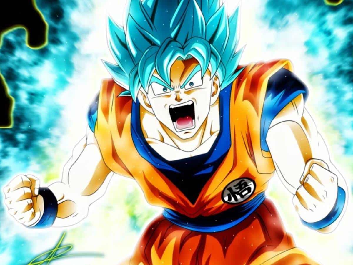 Goku como Super Saiyan God Blue en Dragon Ball