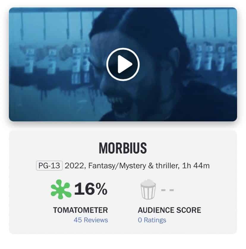 Morbius en Rotten Tomatoes