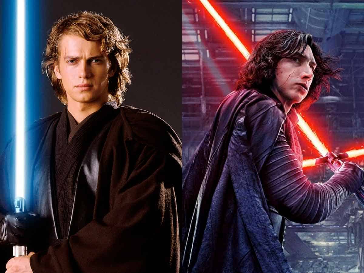hayden christensen como anakin skywalker y adam driver como kylo ren en star wars