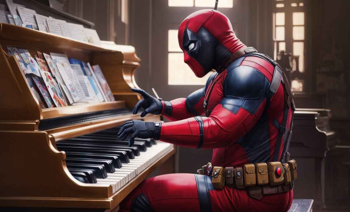 deadpool tocando el piano