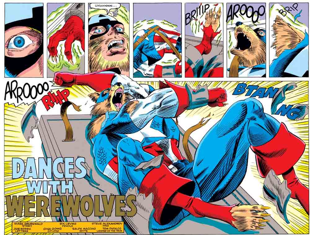 el capitán américa convirtiéndose en un hombre lobo