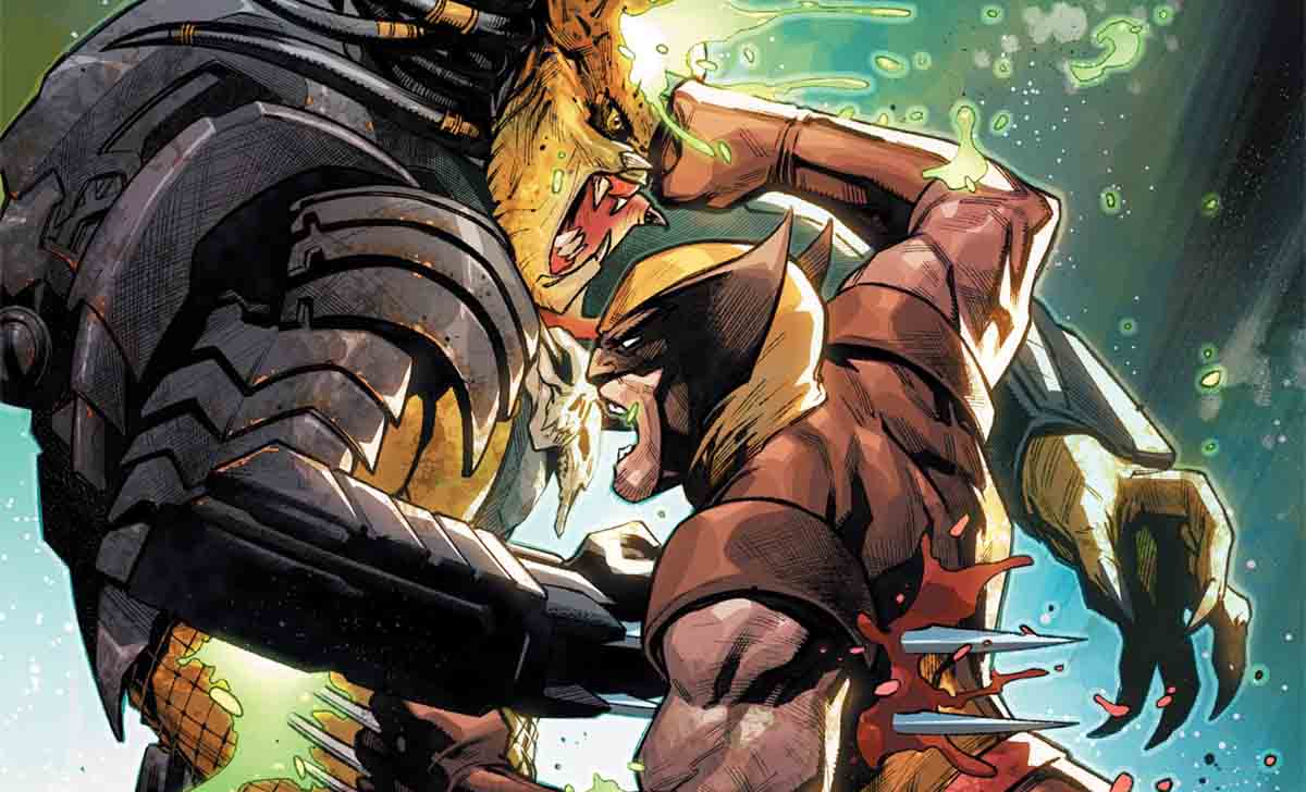 lobezno y el predator dándose lo suyo