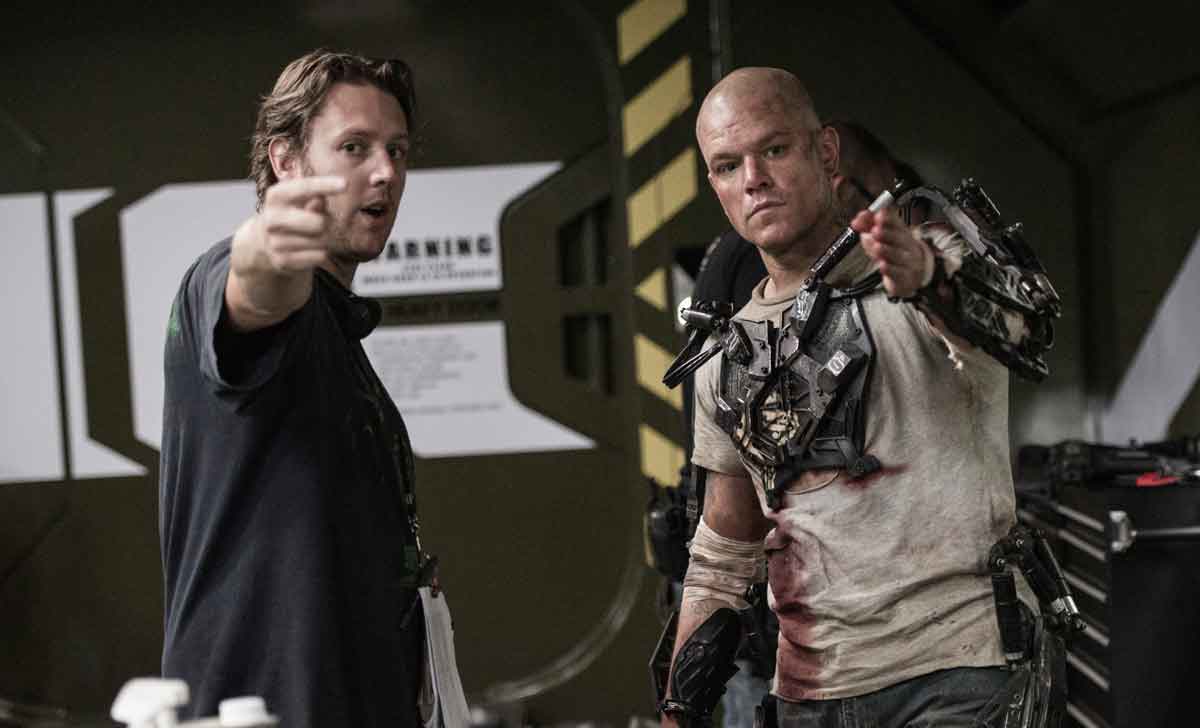 Neill Blomkamp dando instrucciones a Matt Damon en Elysium
