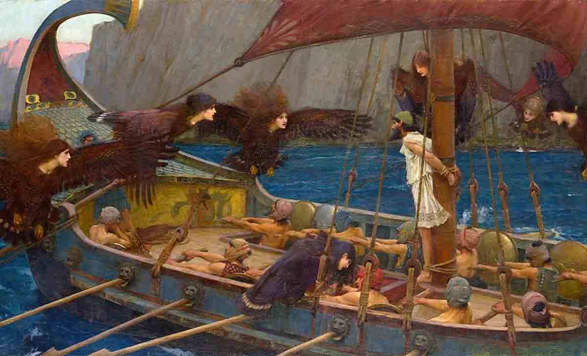 odiseo atado para resistirse a las sirenas