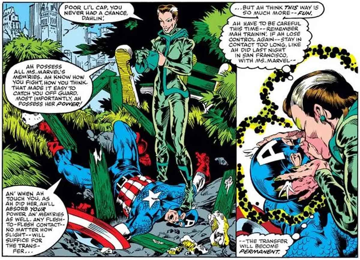 Avengers Annual 10 enfrentamiento entre Picara y Capitán américa