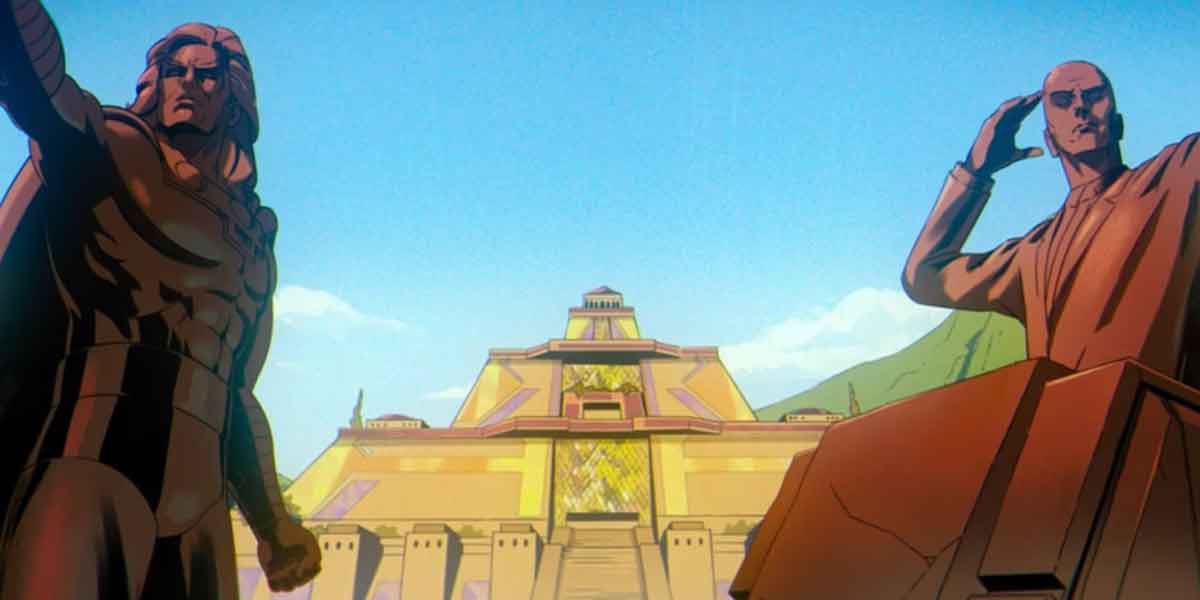 Genosha estatuas de Magneto y Charles Xavier