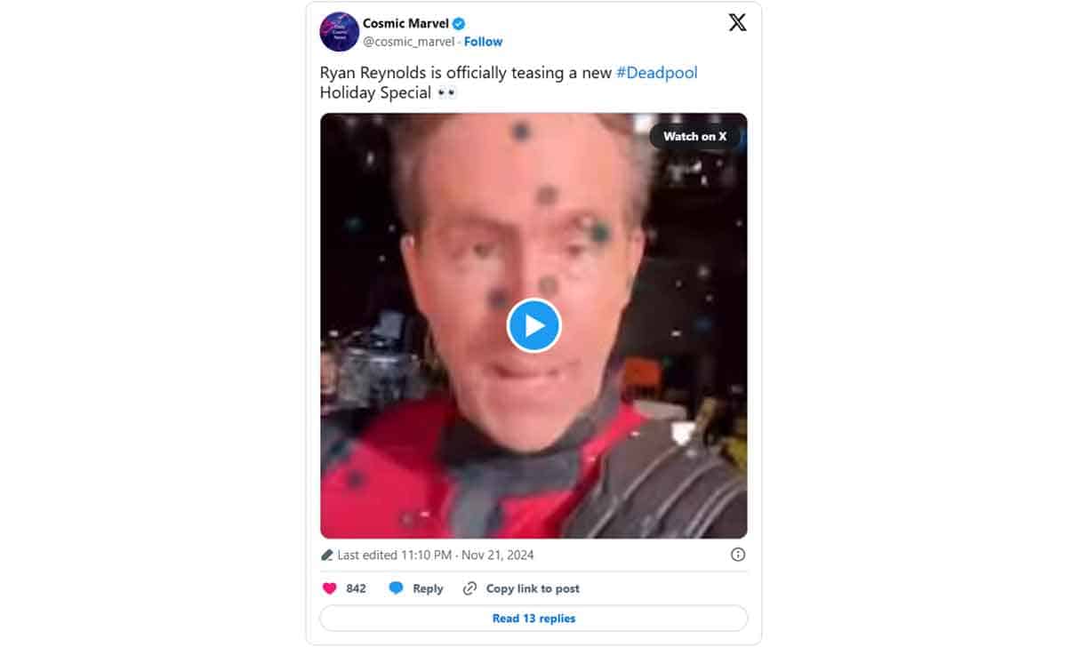 Ryan Reynolds prepara un especial de navidad de Deadpool