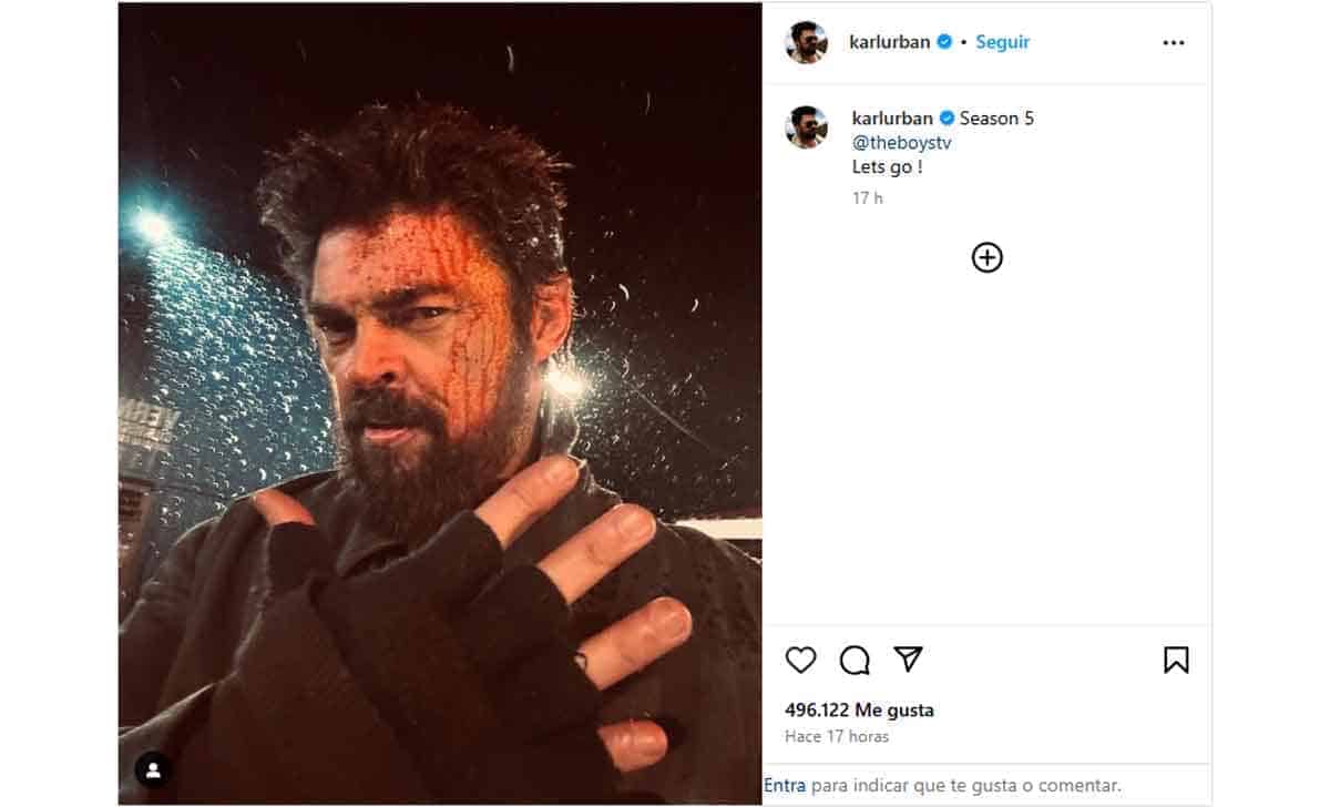 Karl Urban comparte su sangriento regreso a The Boys 5