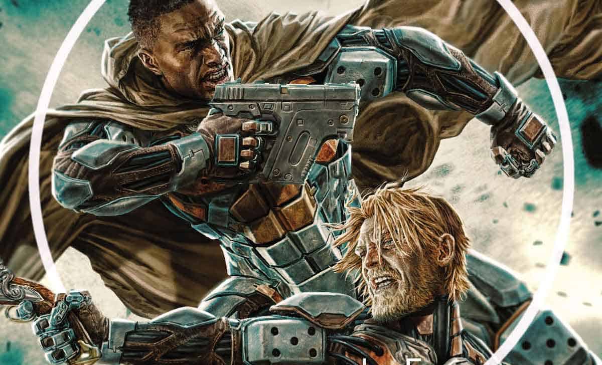 a man in armor holding a gun