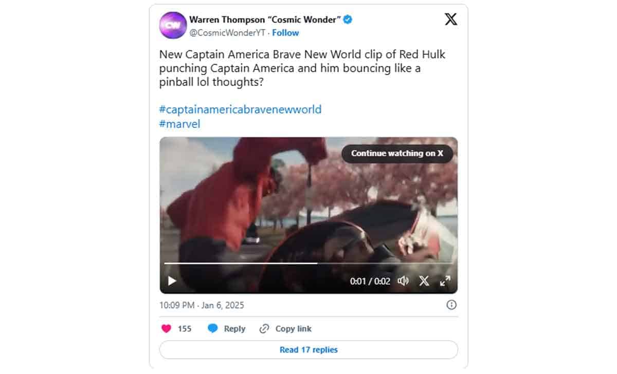 Capitán América: Brave New World ¡Red Hulk machaca a Sam Wilson!