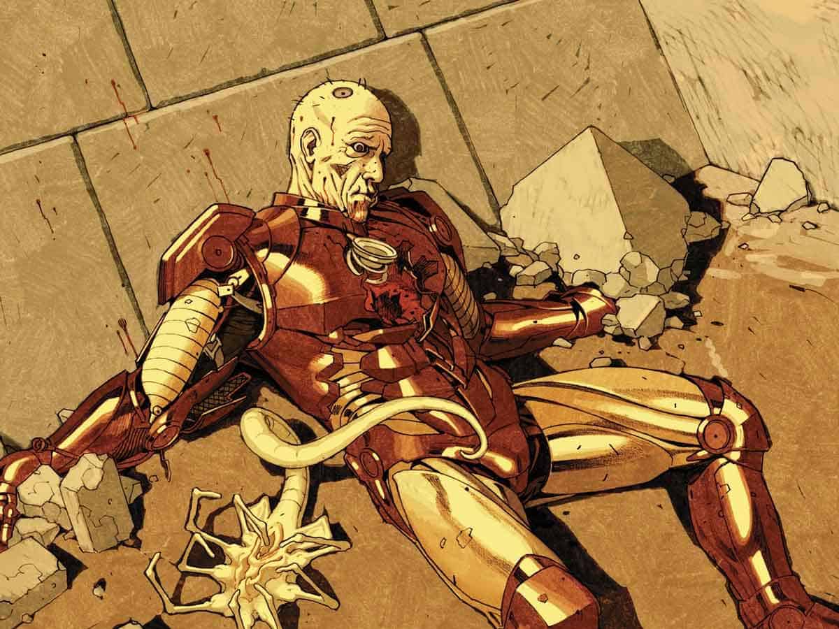 muerte de iron man en aliens vs.vengadores 3