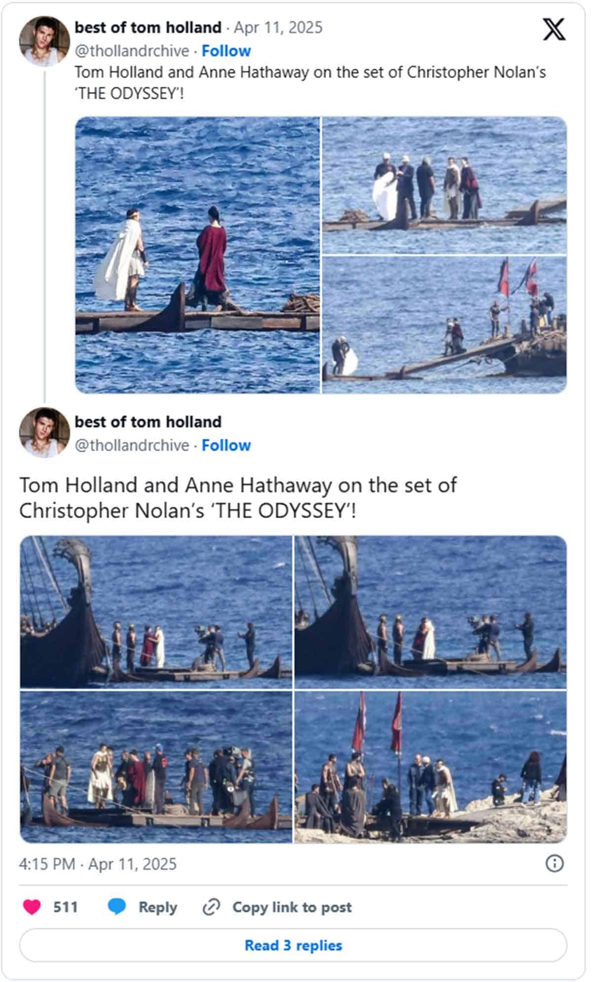 Rodaje The Odyssey con Tom Holland