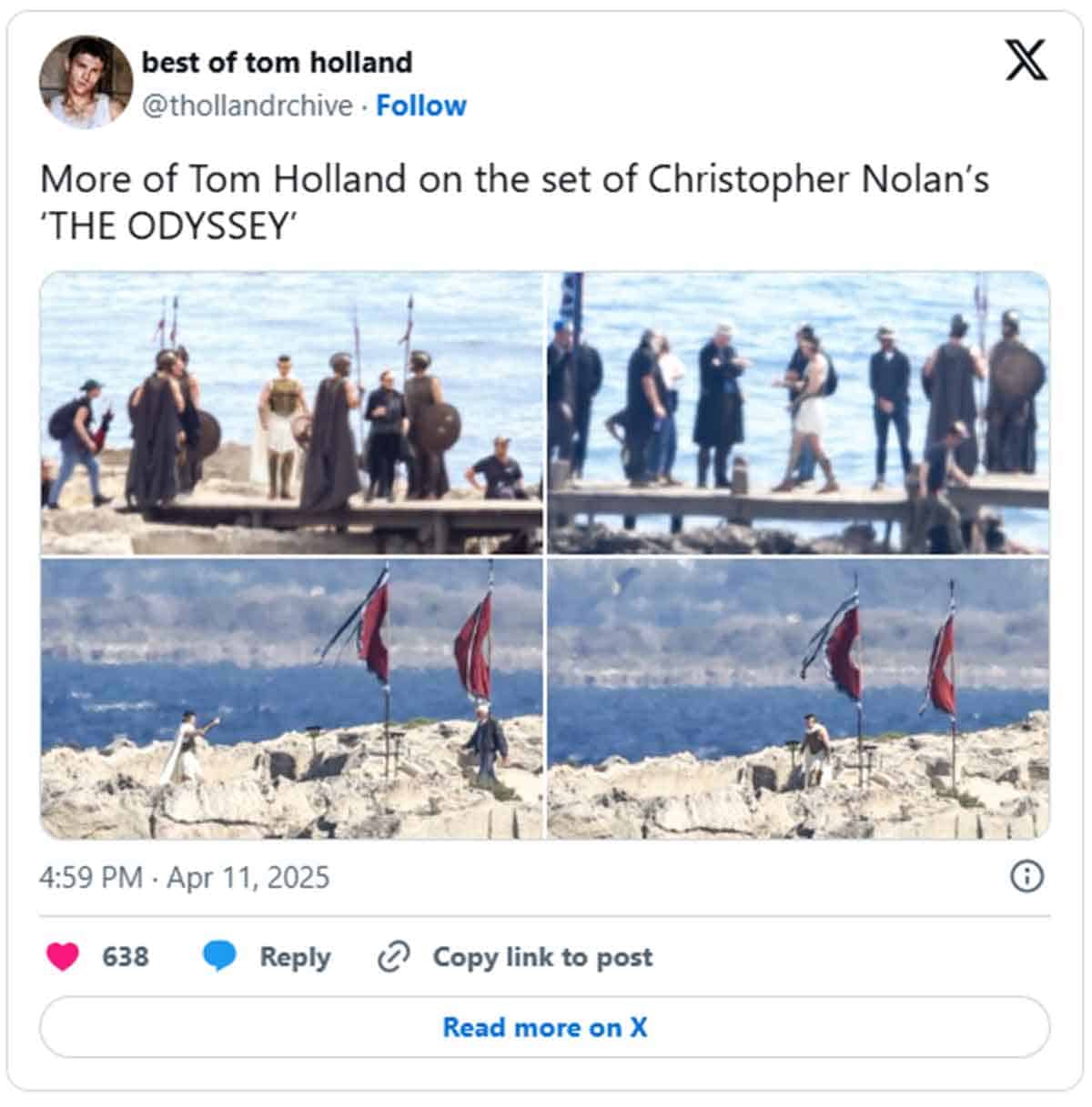 Rodaje The Odyssey con Tom Holland