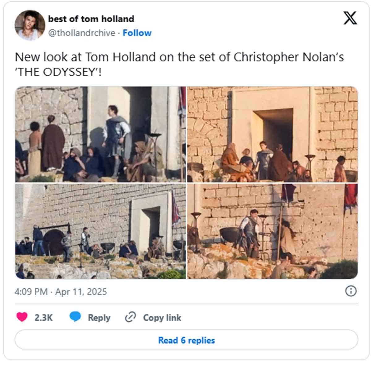 Rodaje The Odyssey con Tom Holland