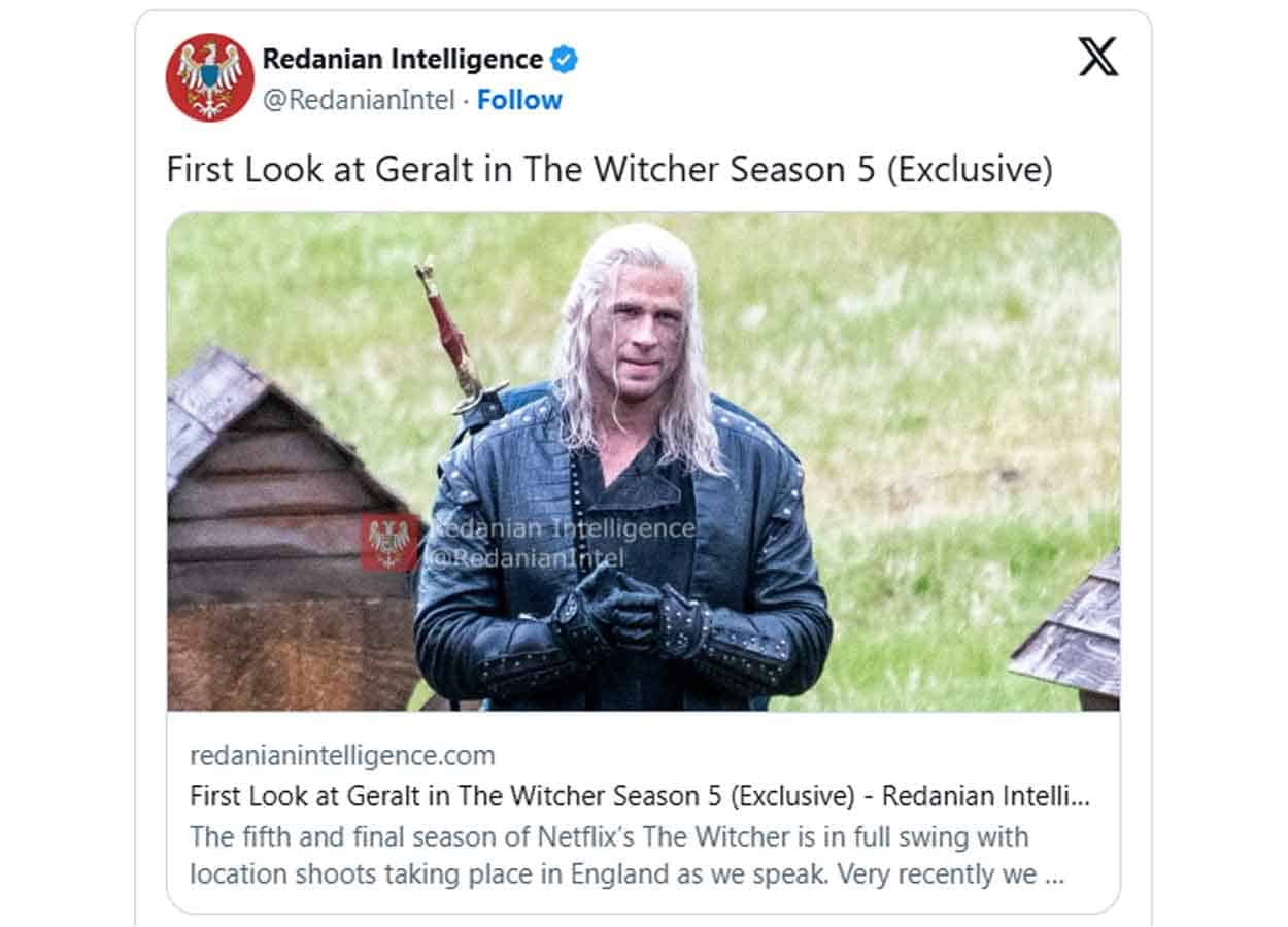 The Witcher: La mejor imagen de Liam Hemsworth como Geralt de Rivia