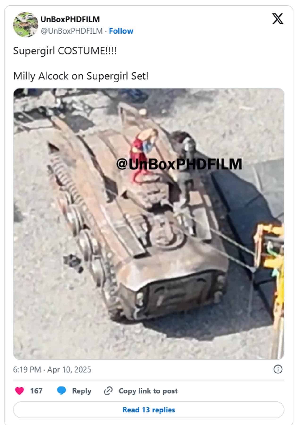 rodaje supergirl Milly Alcock