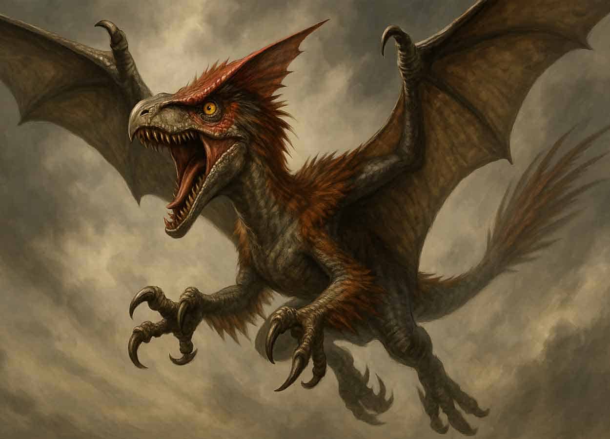 dinosaurio híbrido entre un raptor y un pterosaurio