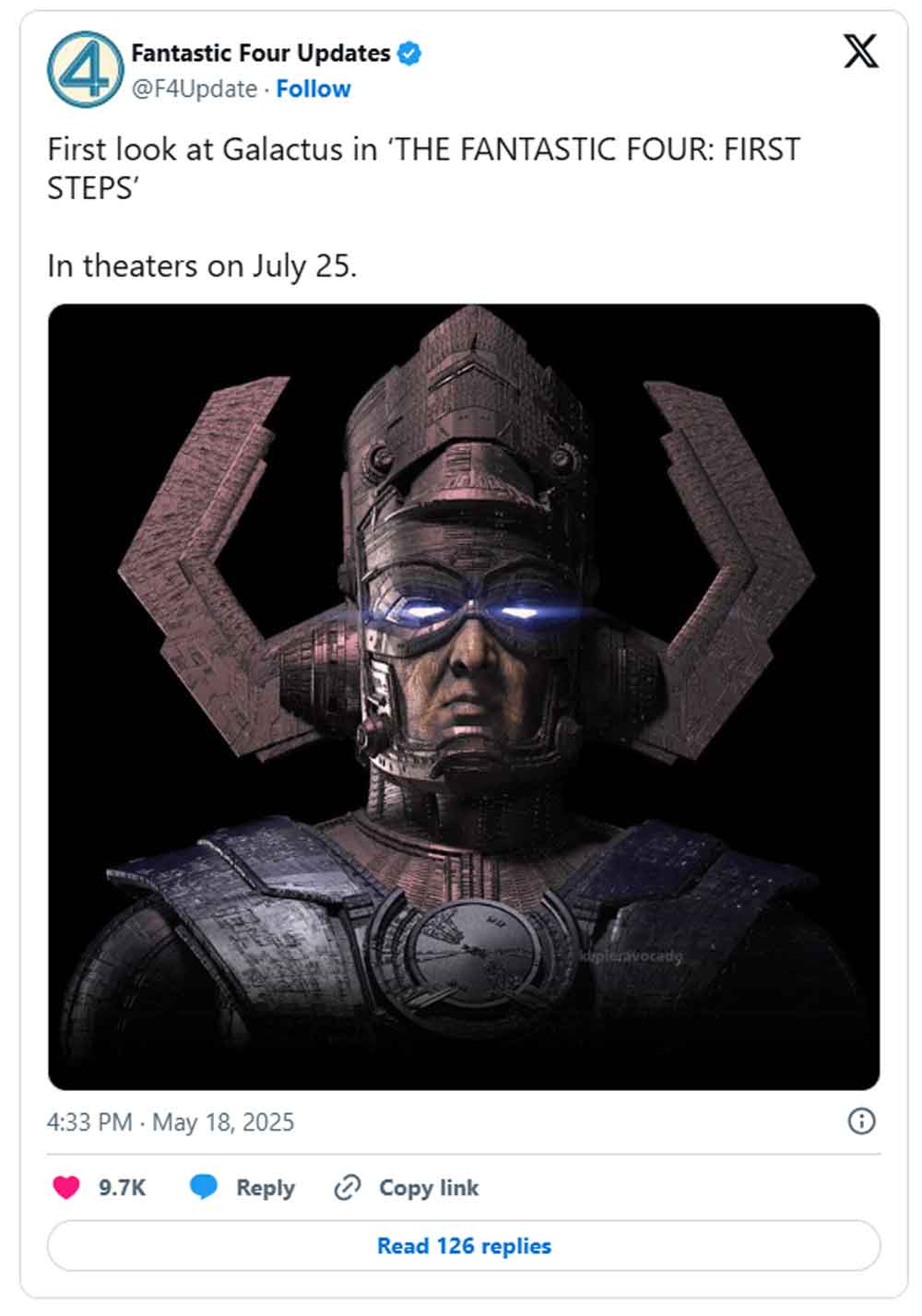 Primera imagen de Galactus a tamaño completo en Los Cuatro Fantásticos galactus en los cuatro fantásticos de 2025