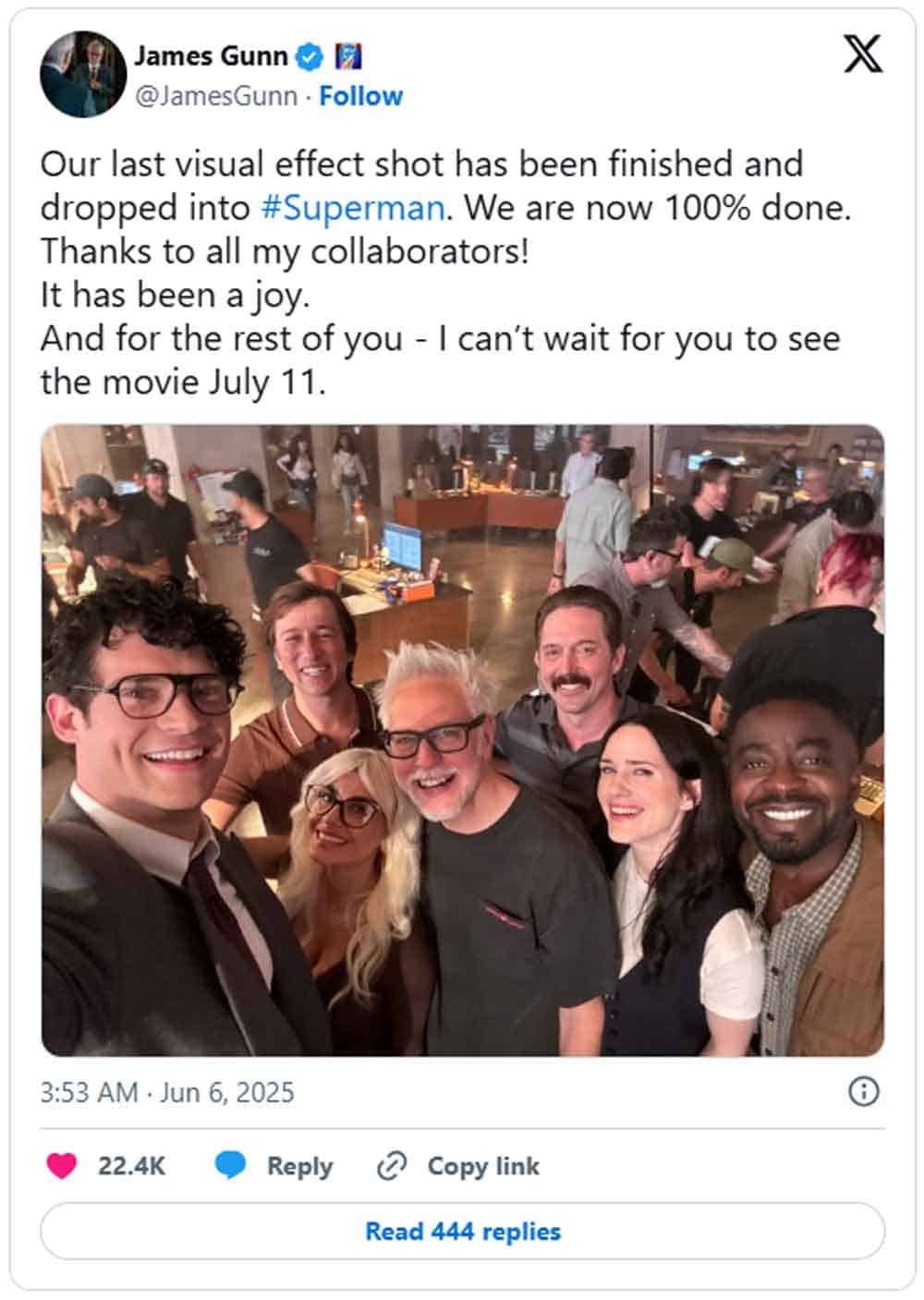 superman recibe la mejor noticia por parte de james gunn