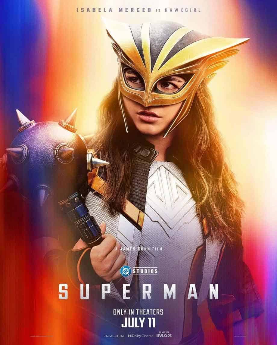 superman comparte 6 pósters de los héroes principales hawkgirl