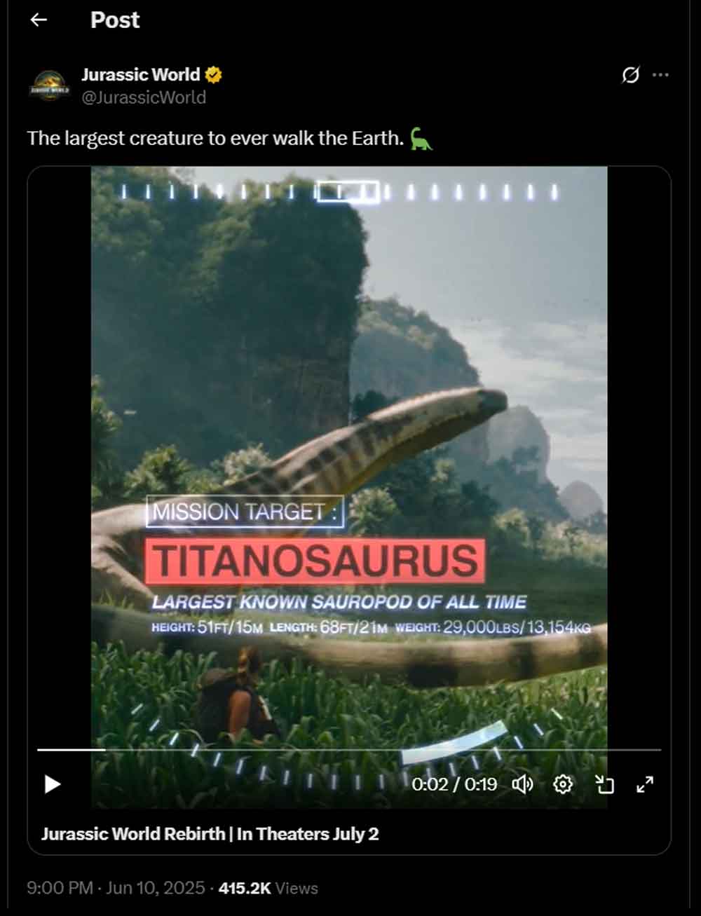 video de Jurassic World: El Renacer