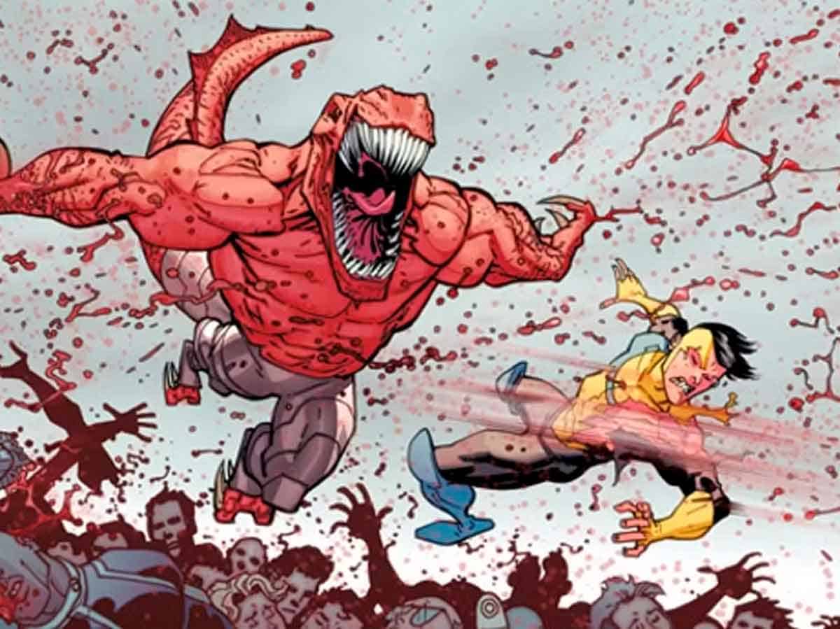 primera imagen de dinosaurus, el enemigo que pondrá a prueba a mark en invincible 4