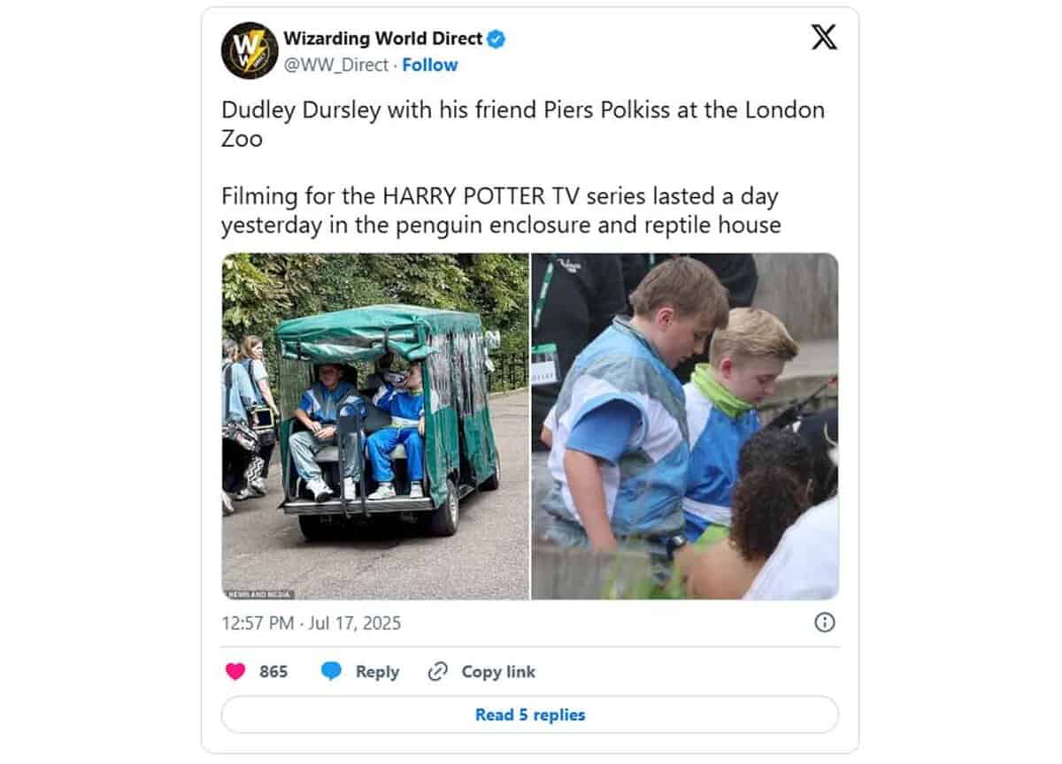 Primera imagen del rodaje de la serie de Harry Potter llama mucho la atención serie harry potter